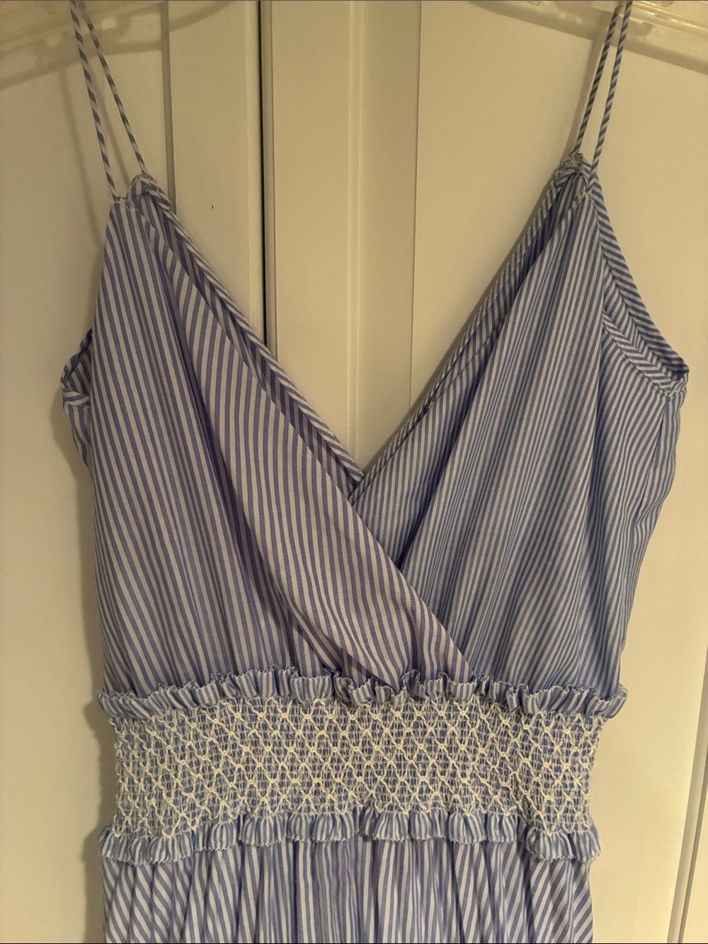 Saylor Striped Midi Length Dress in Blue, size Small